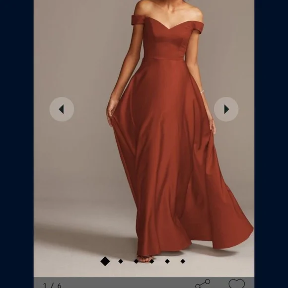 David's Bridal Brown A-Line Gown with Cap Sleeves - Picture 1 of 4